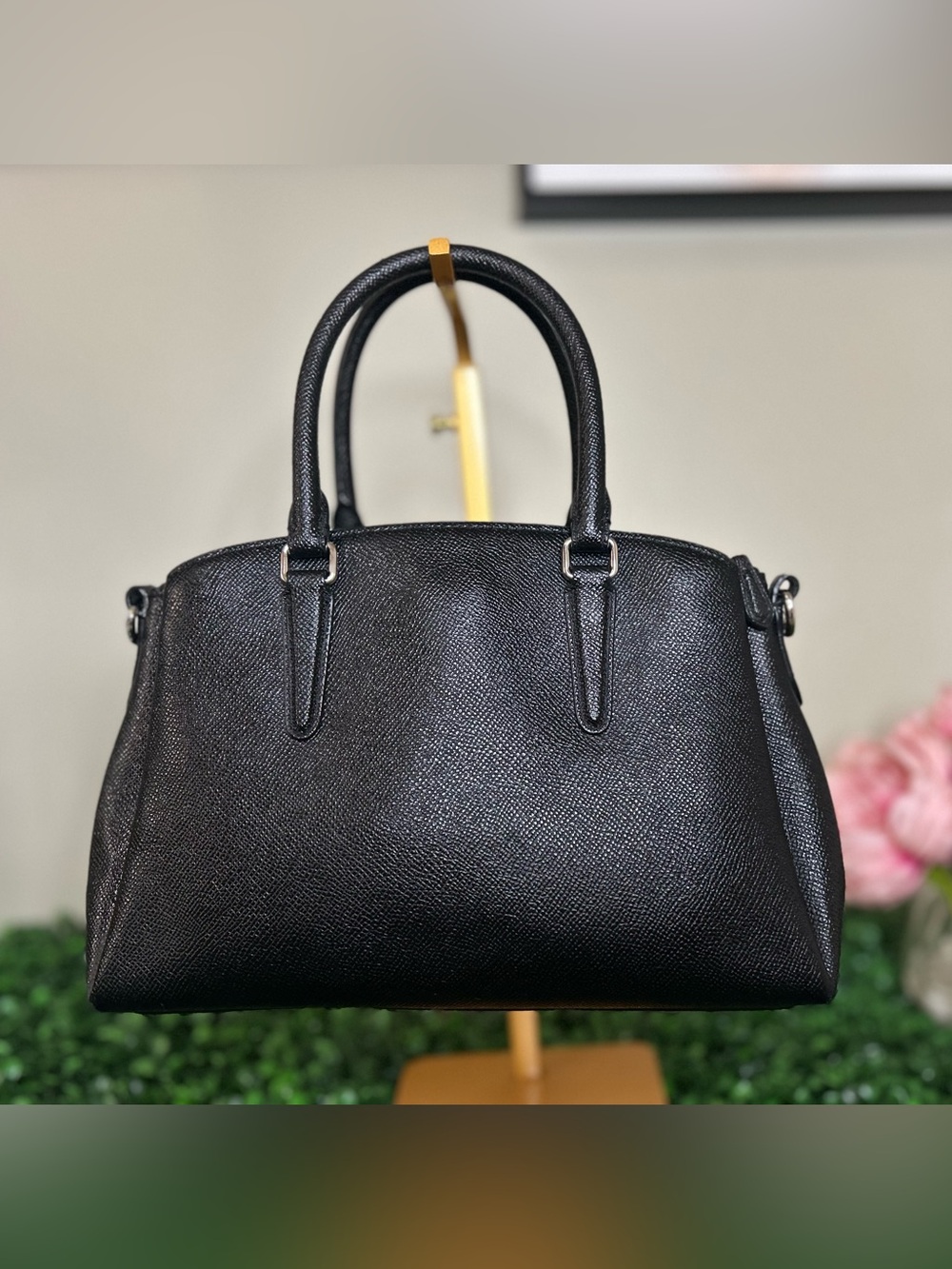 Coach Black Leather Satchel Carryall Crossbody Bag w/Original Chain and Tag - Picture 3 of 15